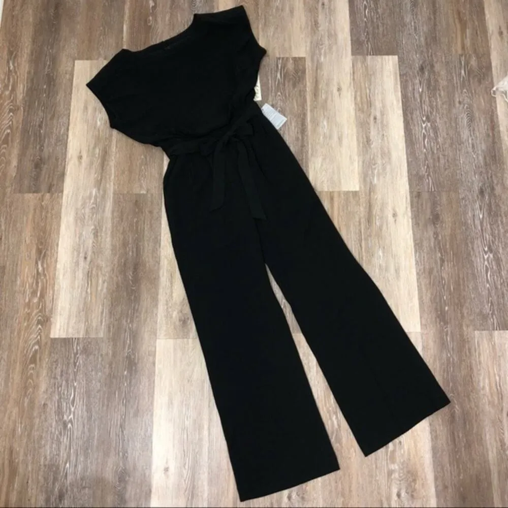 Eliza J Wide Leg Cap Sleeve Jumpsuit Black 14 NWT - Image 5