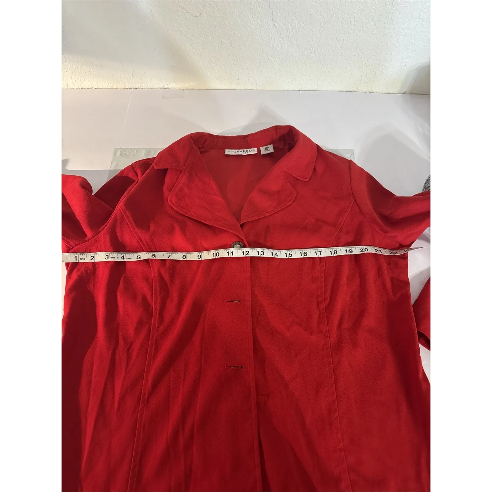 Sag‎ Harbor Size L Stretch Moleskin Red Crimson Blazer Jacket Size L - Image 5