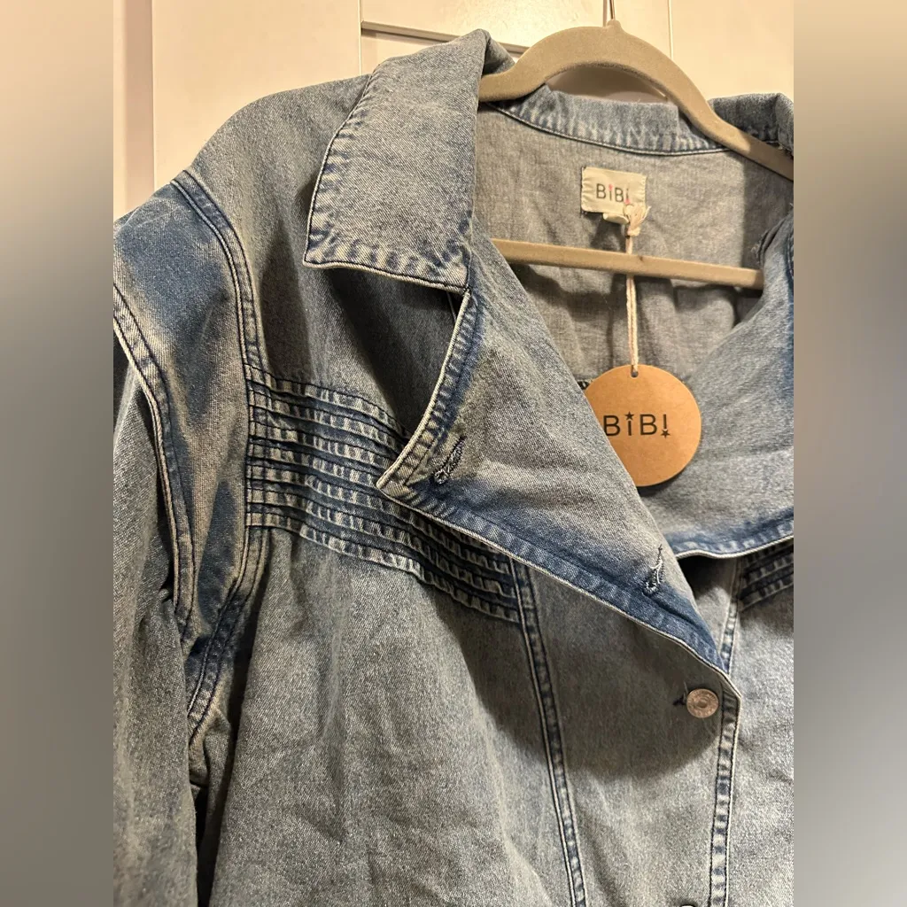 NWT BIBI BUTTON UP LONG SLEEVE DENIM JACKET Blue Size XL - Image 11