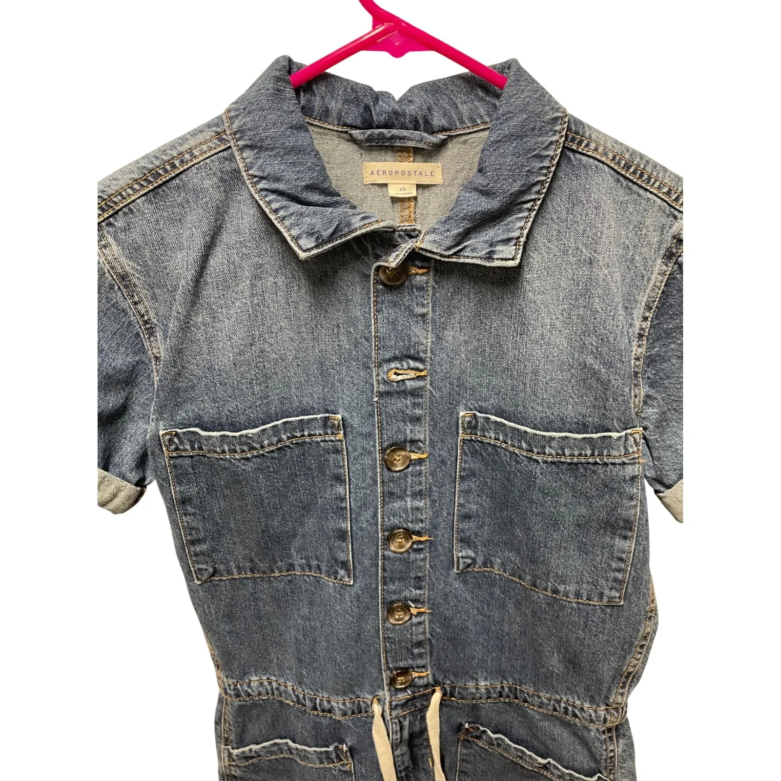 Aeropostale Denim Flight Suit‎ Romper SZ XS - Image 8