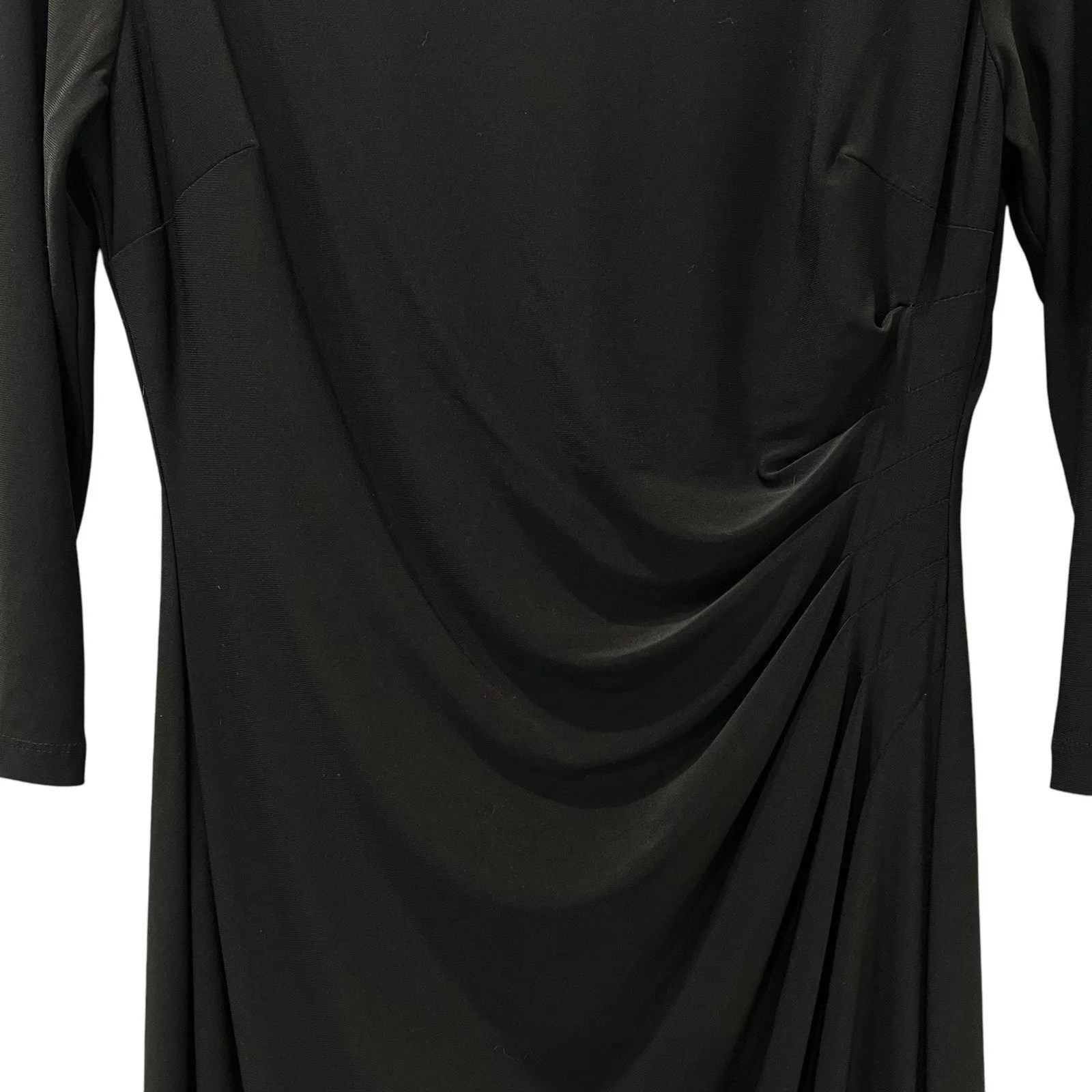 American Living Womens Black Sheath Dress 3/4 Sleeve Midi Length Ruching Size 8 - Image 5