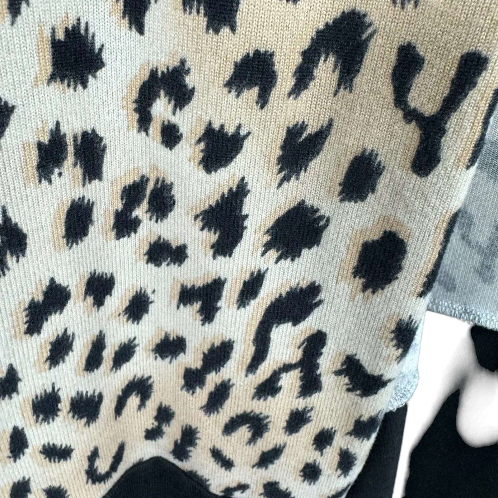 Wild Feathers‎ Striped Animal Print Long Sleeve Lightweight Open Blouse Size XL Black - Image 4