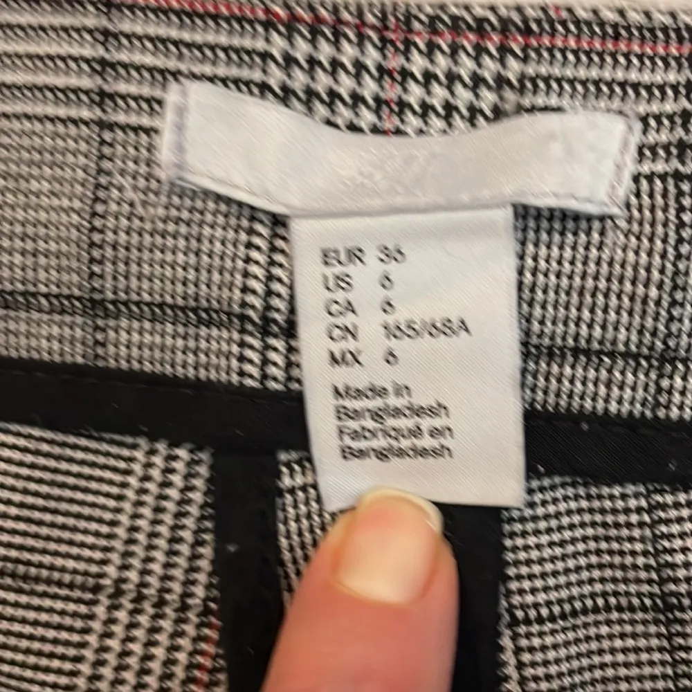 Black, White & Red Dupplin Plaid Print Straight Leg Pants with Side Pockets - Image 6