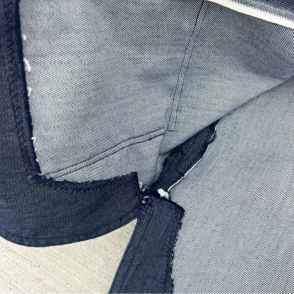 60s Handmade Embroidered Daisy Chain Mushy Mod MCM Selvedge Denim Shirt Jacket Blue Size M - Image 4