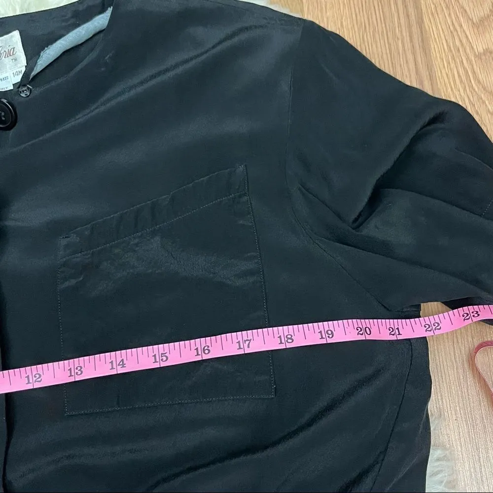 Vintage 80’s does 40’s Ambria Black Silk Wiggle Dress 14 Black - Image 7