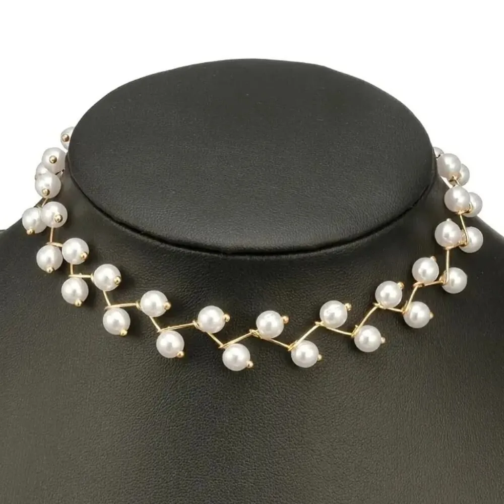 Bohemian Chic Faux Pearl Choker for Women Silver chain - Image 4