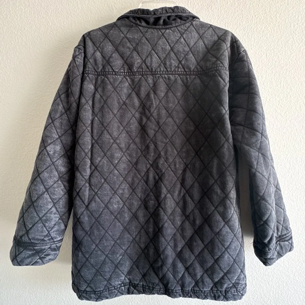 Anthropologie YFB Walker Mineral wash-black Quilted Shacket jacket - Image 14