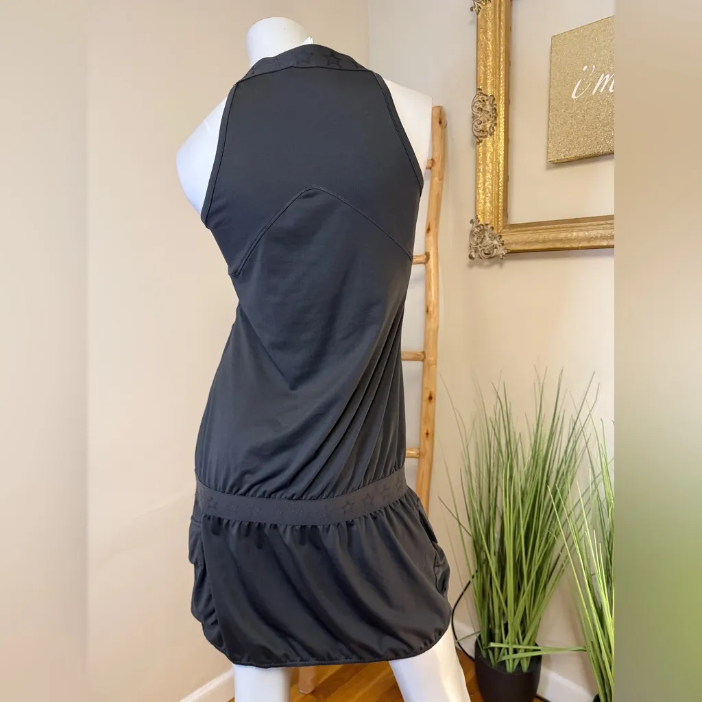 ADIDAS CLIMA365 Black Sleeveless V-Neck Sports Athletic Dress Stars Lg - Image 4