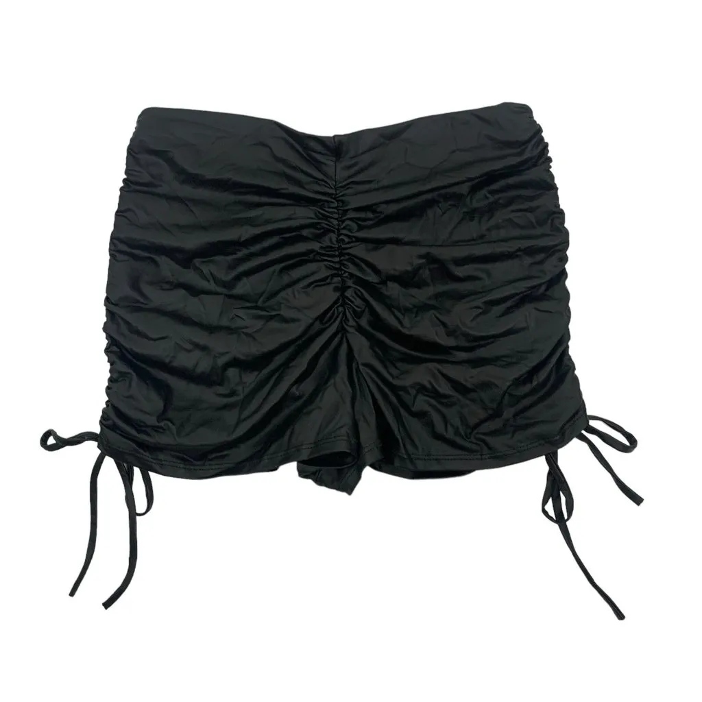 Chocolate Faux Leather Shorts Medium Black Stretch Edgy Trendy Street - Image 2