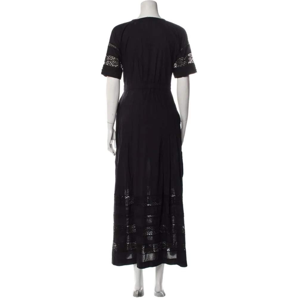 LoveShackFancy Edie Lace Short Sleeve Long Dress - Black, Size M - Image 6