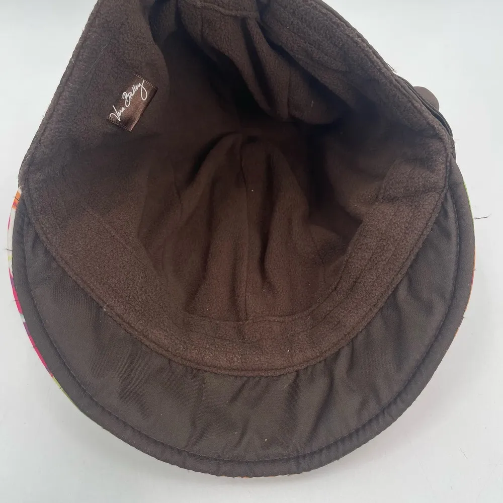 VERA BRADLEY Hat Cap English Rose Newgirl Cozy Fleece Lining Brown Casual Fall - Image 11