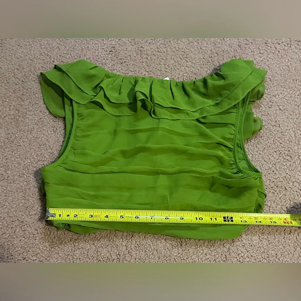 NWT Lovers and Friends Caputo Crop Top in Grassfed Green Size Small Frilly - Image 5
