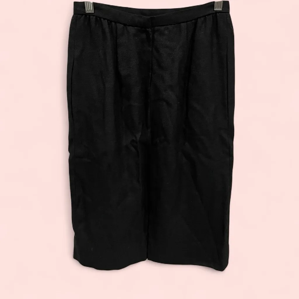 Vintage 70’s Halston American luxury midi skirt lined textured pockets Black - Image 3