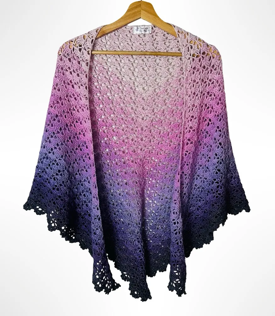 Handmade Ombre Crochet Shawl Boho Wrap One Size Fairycore Mermaidcore Pink - Image 1