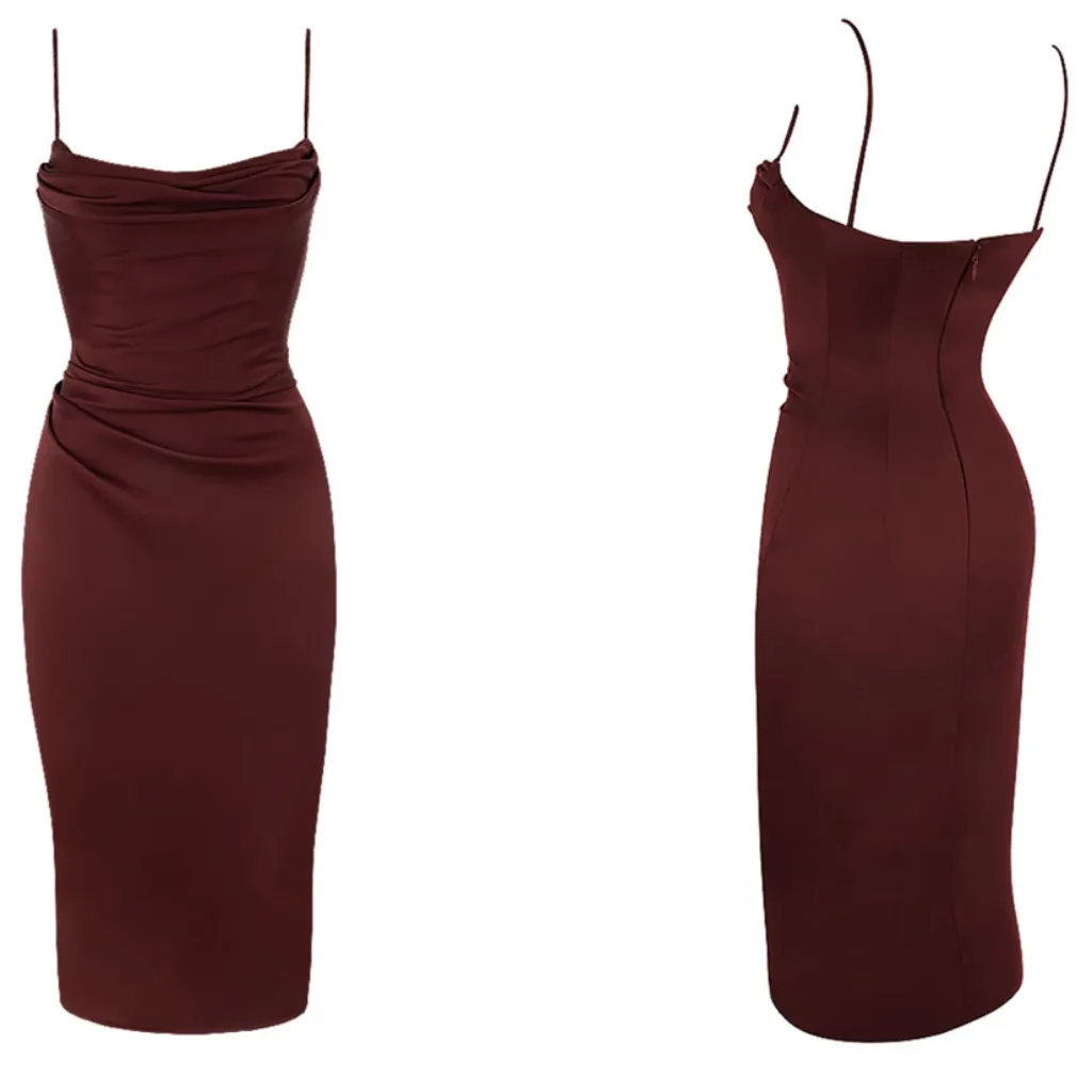 HOUSE OF CB 'Anja' Raisin Satin‎ Corset Midi Dress /Size S NWOT - Image 9