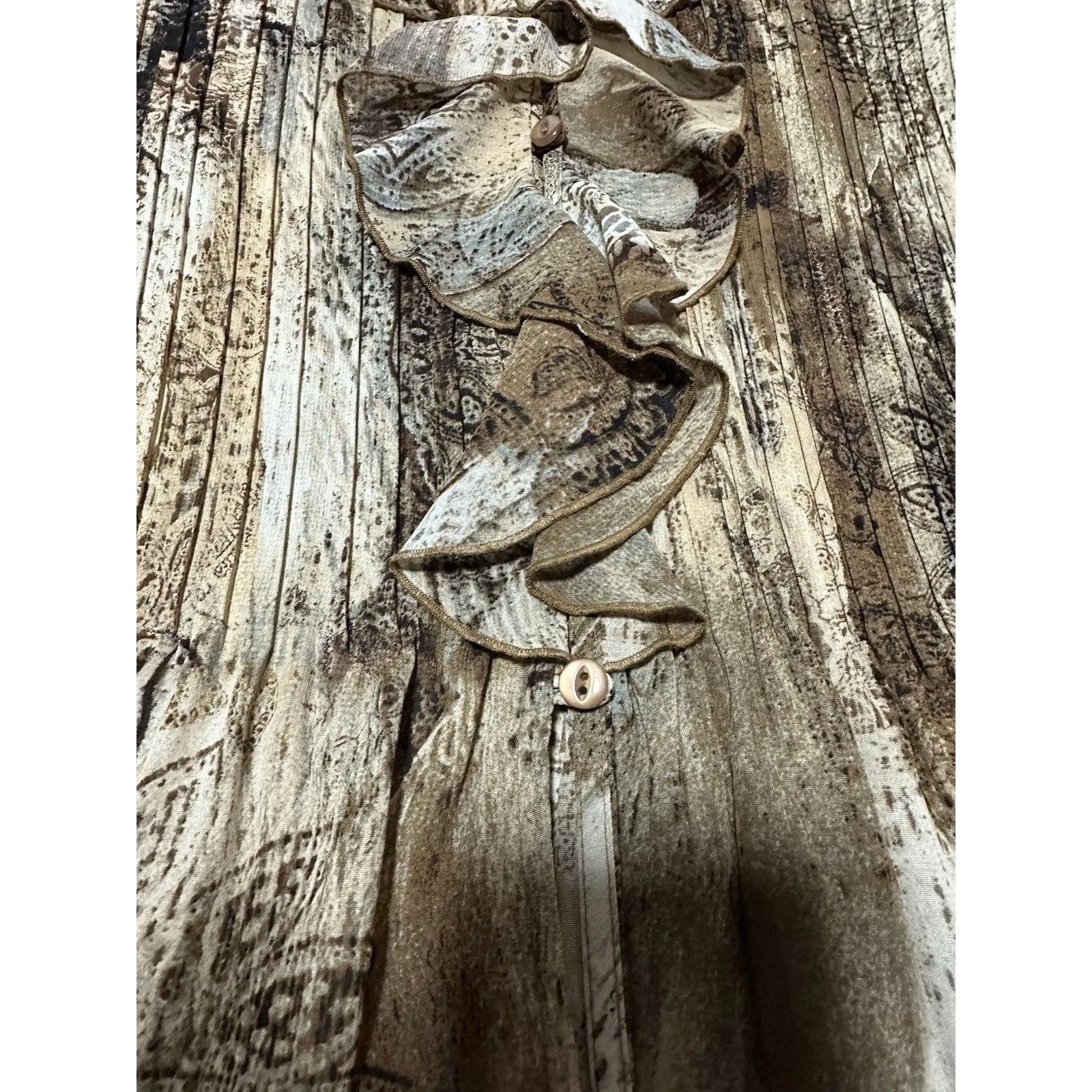 Cato Animal Print Ruffle Pleated Long Sleeve Blouse, Size XL - Image 5