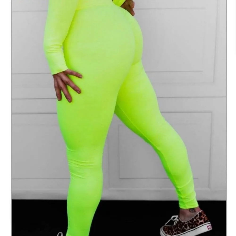 Celestial Bodiez High Waist Neon Tetra Camo Leggings in Yellow Size Small - Image 2