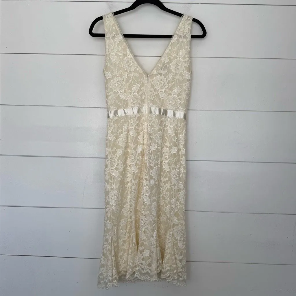 White House Black Market Women’s 4 White Lace Dress Y2K 2000s - Image 3