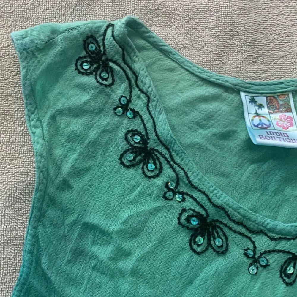 India Boutique dress womens one size purple green blue swim cover light sequin Size M - Image 5