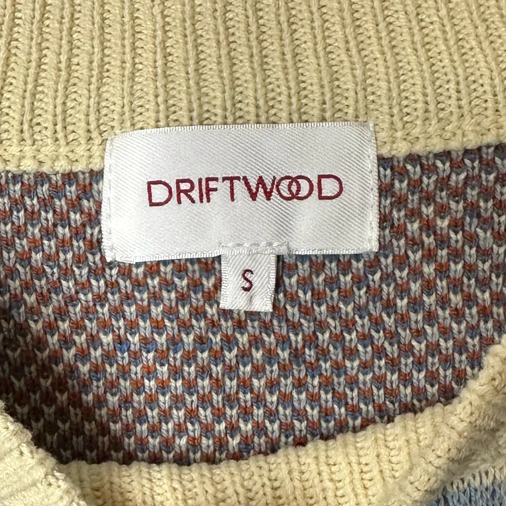 Driftwood Felicia Pullover Sweater Blue Floral Jacquard Knit Size Small - Image 4