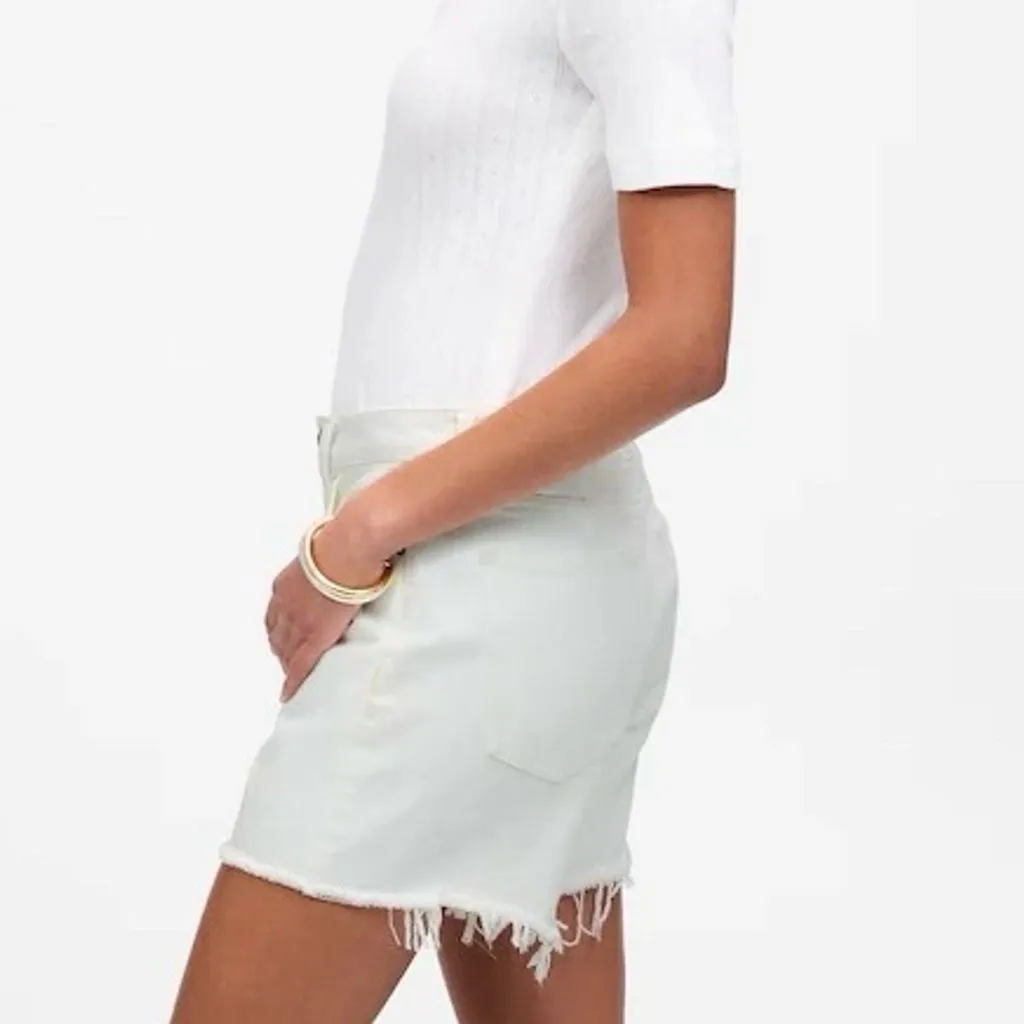 NWT Madewell Women's Brynn Long Short Denim White Size 30 Frayed Hem - Image 2