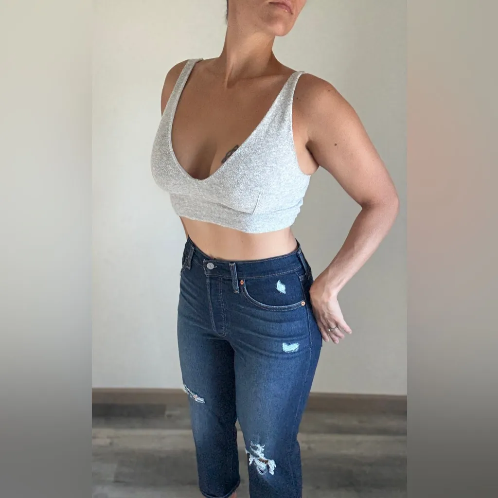 Levi’s Ribcage Straight Ankle Jeans Button Fly Distressed 28 Waist - Image 3