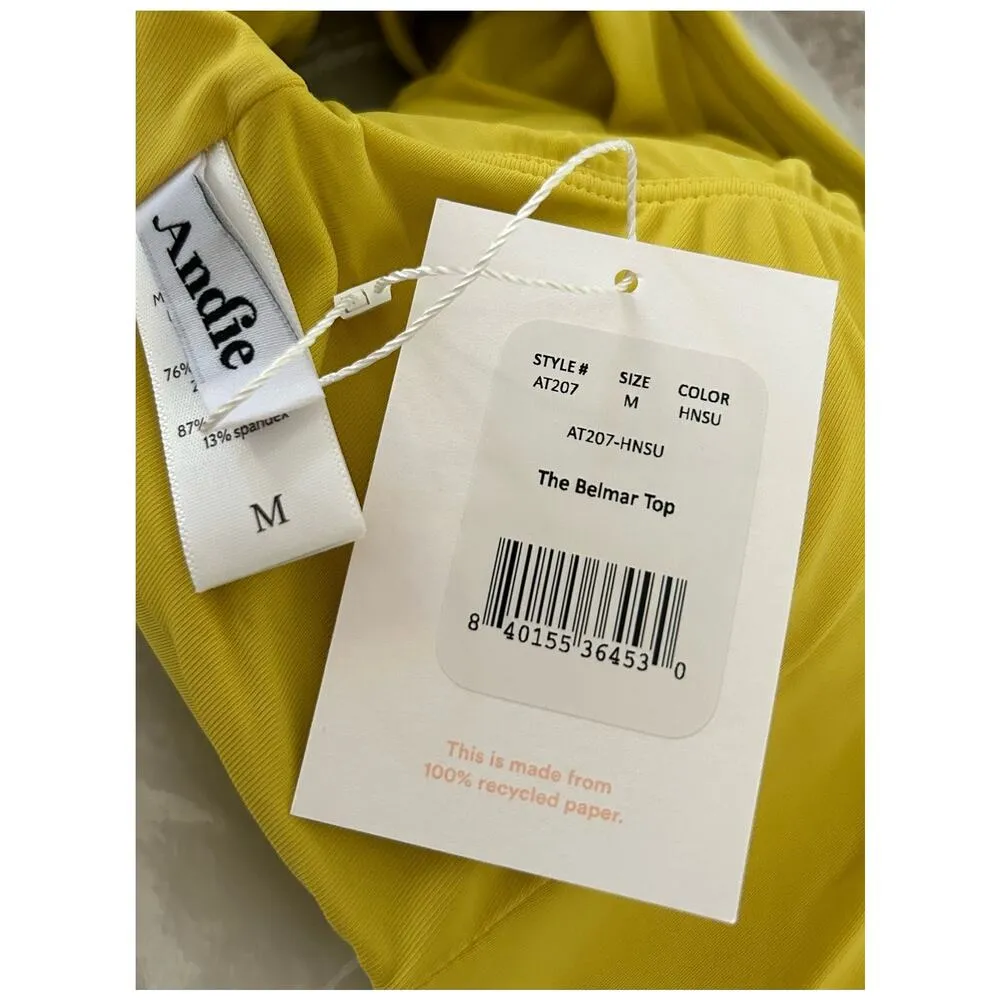 Andie Swim The Belmar Bikini Top Eco Nylon in Honeysuckle Yellow M NWT - Image 3