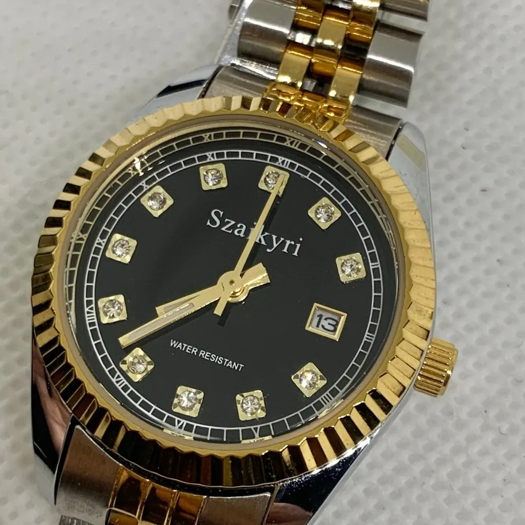 Szaikyri women watch date classic two tone black dial 28mm size 6” running - Image 2