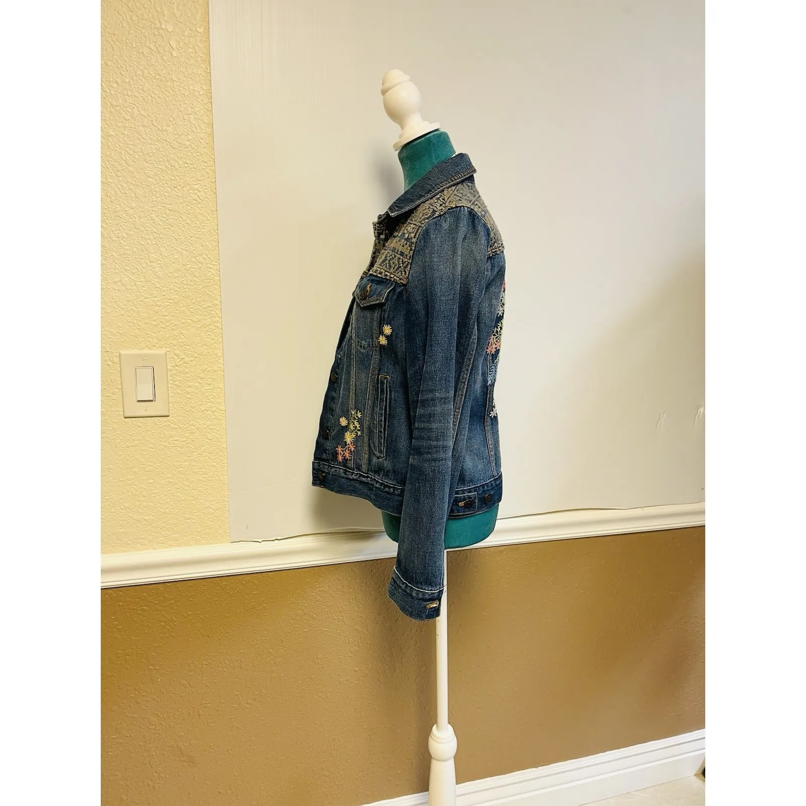 Johnny Was Aubrieta Cali Embroidered Denim Jacket Jean Boho Aztec Western - Image 6