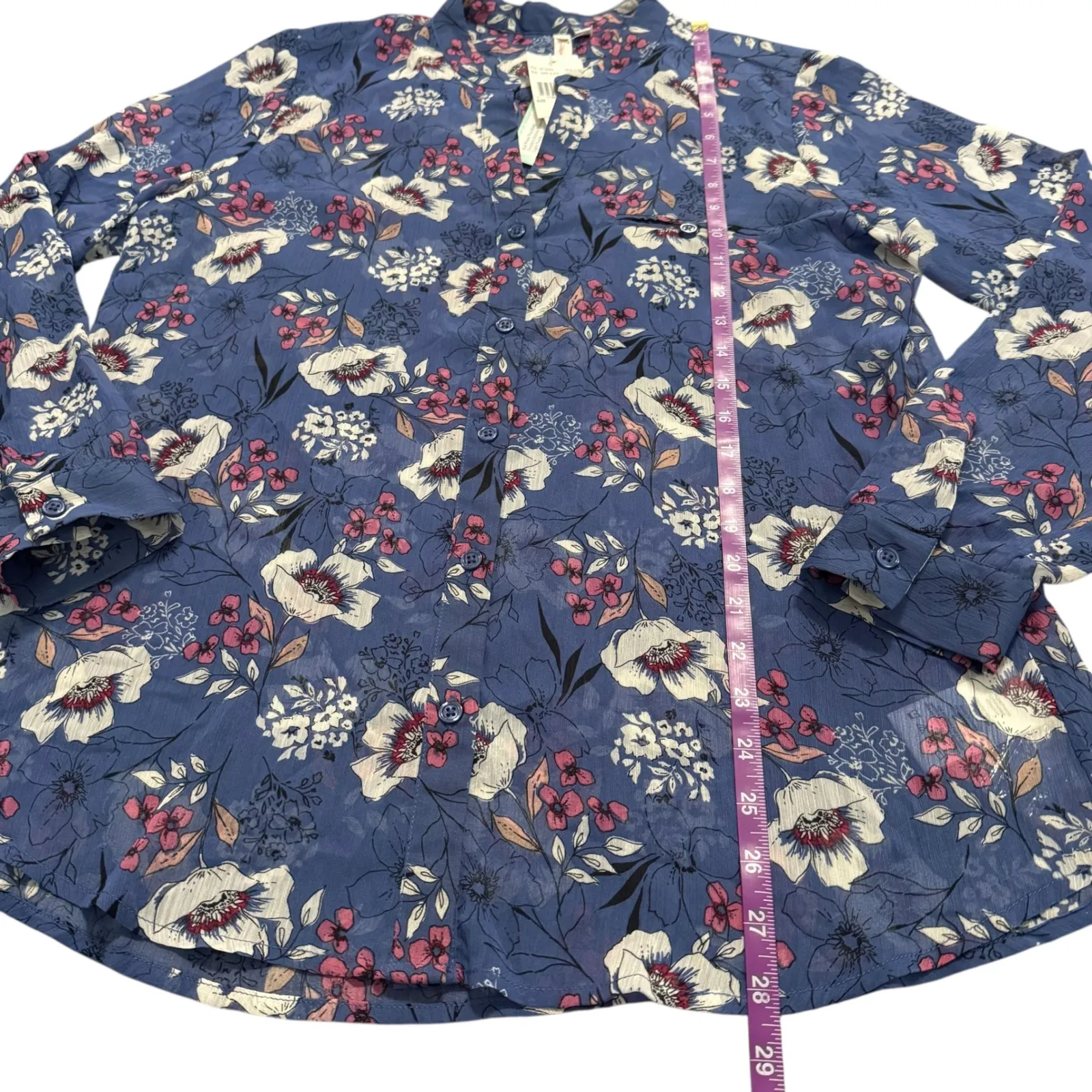 KUT From the Kloth NWT Sinclaire Floral Print Sheer Button Down Blouse Large - Image 10