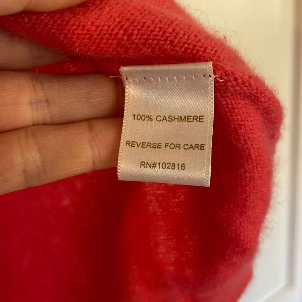 Garnet Hill 100% Cashmere orange coral sweater small - Image 5