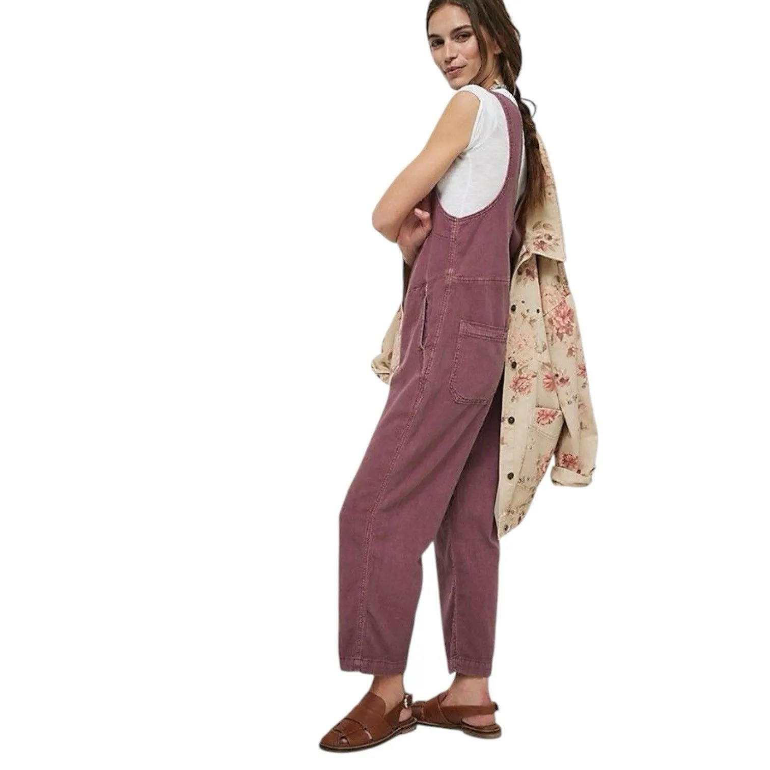 Free People We The Free Jude One Piece Women’s Baggy Overalls Rose Brown Size M - Image 2