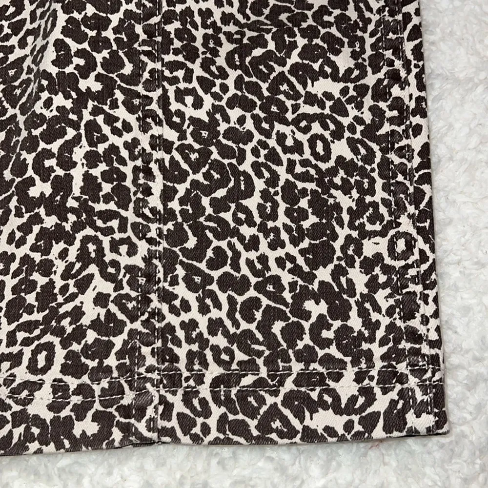 Free People size 10 tea combo leopard print denim skirt - Image 5