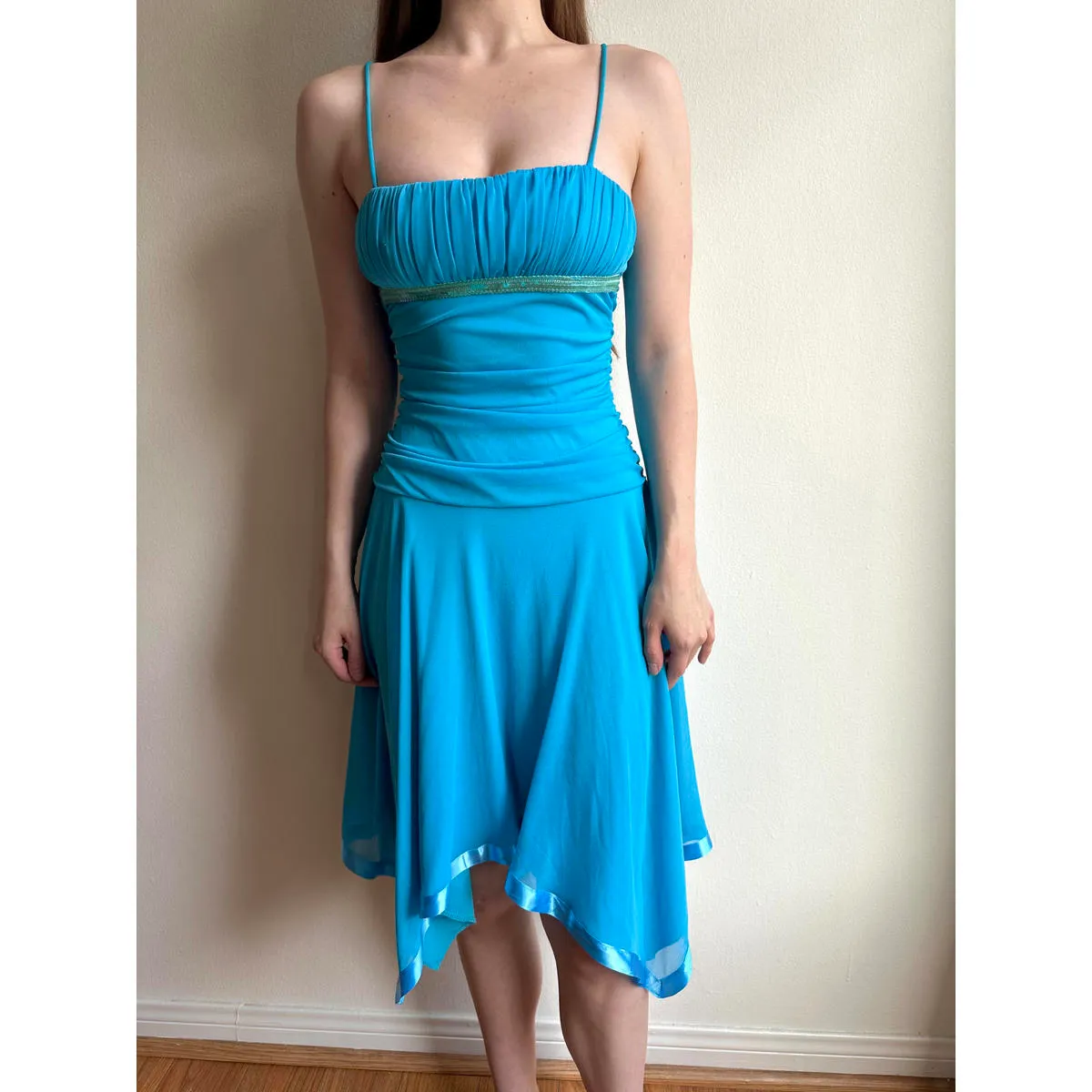 Blue Ruched City Triangles Dress - Image 2