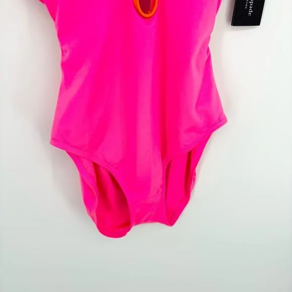 Kate Spade Keyhole One Piece‎ Swimsuit Size Large Neon  Pink Orange NWT Bright - Image 4