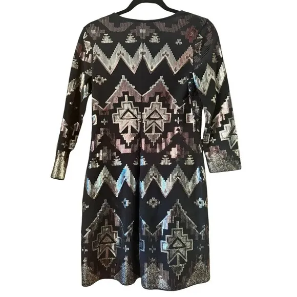 EXPRESS Sequined front/back Cotton blend bodycon dress SP - Image 2