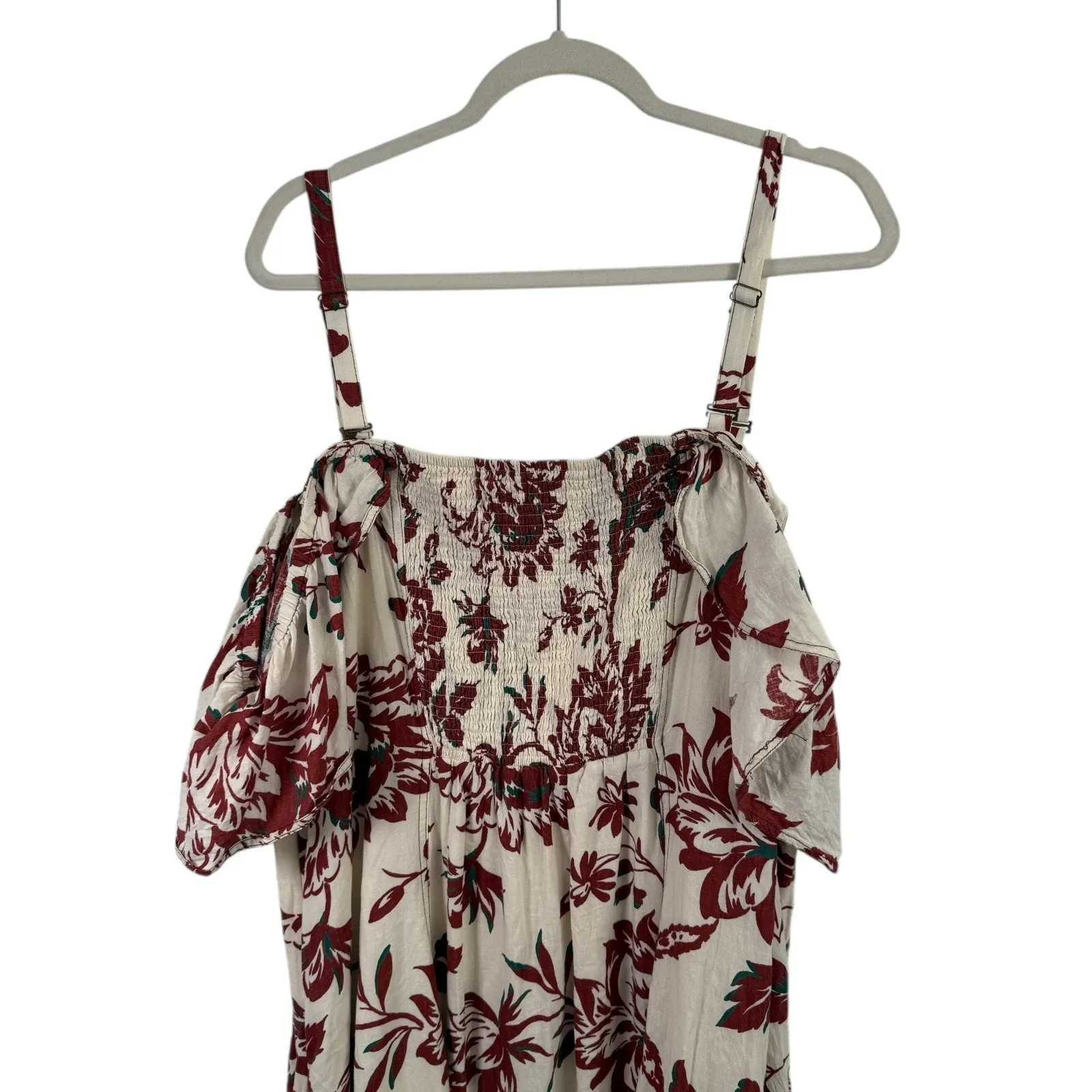 Anthropologie A+ Oahu Floral Linen Blend Midi Dress Off Shoulder Womens Plus 26W - Image 8