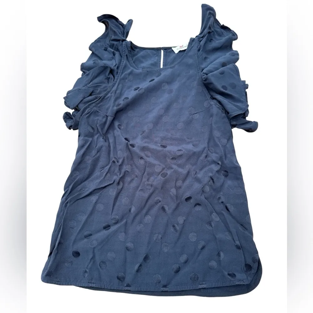 Vineyard Vines Navy Textured Ruffle Blouse size XXS - Image 2
