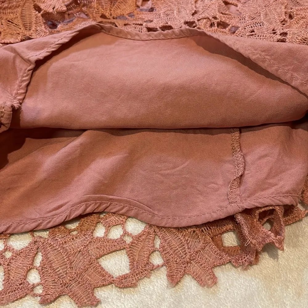 ASTR The Label- Blush Pink Eyelet Lace Crochet Style Mini Dress- Size Medium - Image 6