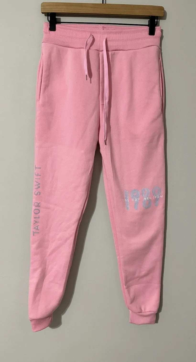 Official Taylor Swift 1989 (Taylor's Version) Pink Joggers XS Sweatpants - Image 1