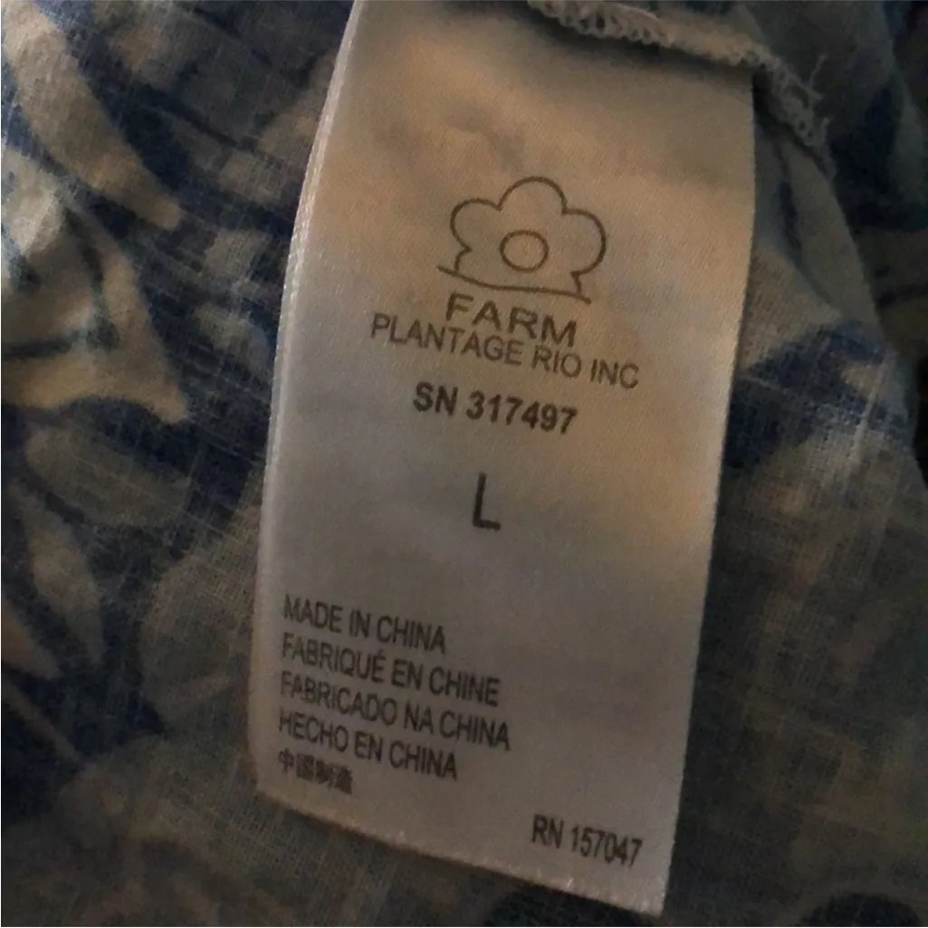 FARM Rio Full of Flowers Vibrant Blue & White Floral Jumpsuit Lace Trim sz Large - Image 10