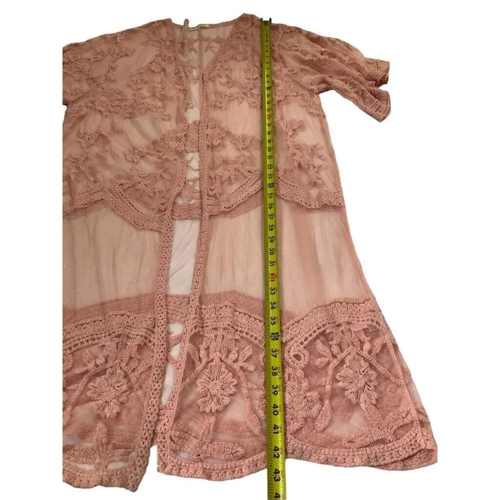 Anna Kaci Cover Up One Size Fits M/L Beach Summer Festival Pink Oversized 16-264 - Image 6