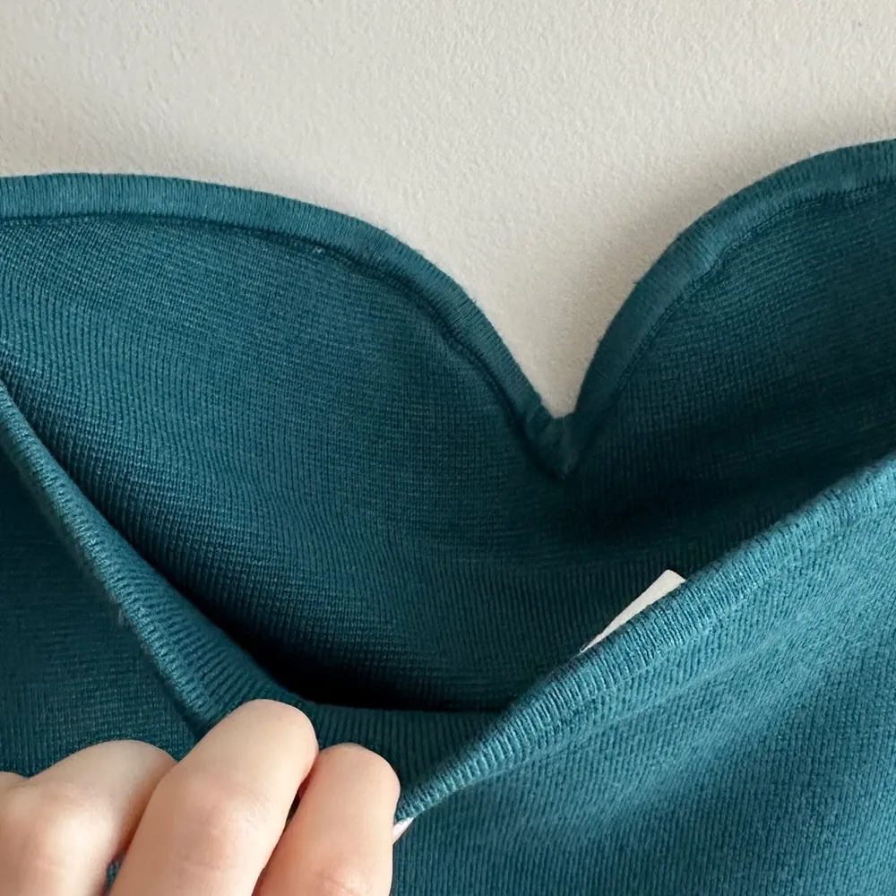 Abercrombie & Fitch Strapless Midi Sweater Dress, Sweetheart Neck, Teal, Size M - Image 14