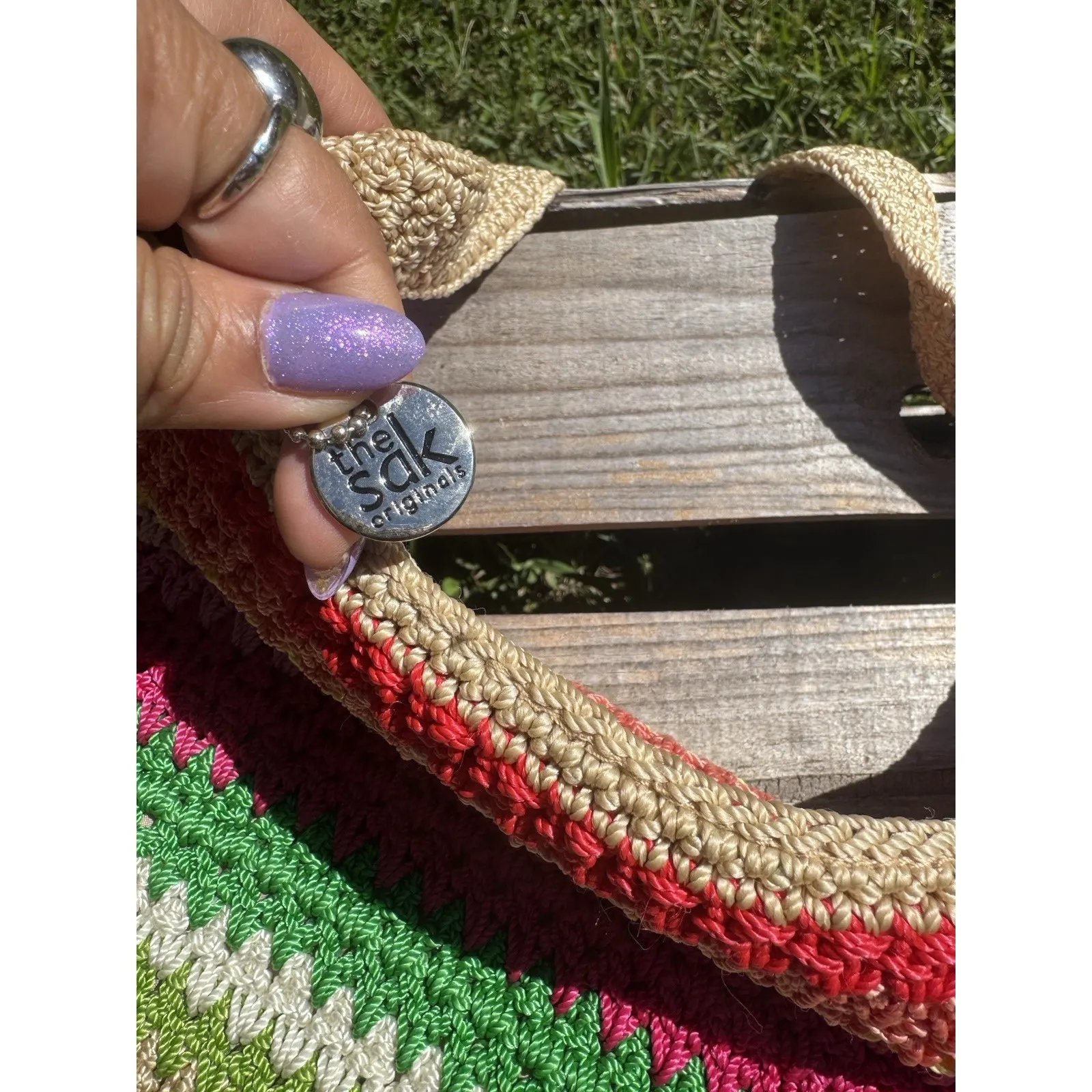 The Sak Limited Edition Rainbow Crochet Macrame Purse Handbag Shoulder - Image 6