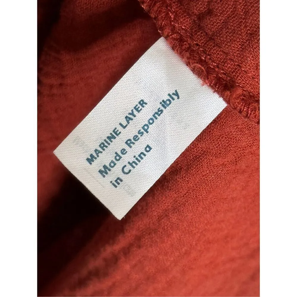 Marine Layer Jamie Short Sleeve Mini Dress in Poinsettia Red S - Image 6