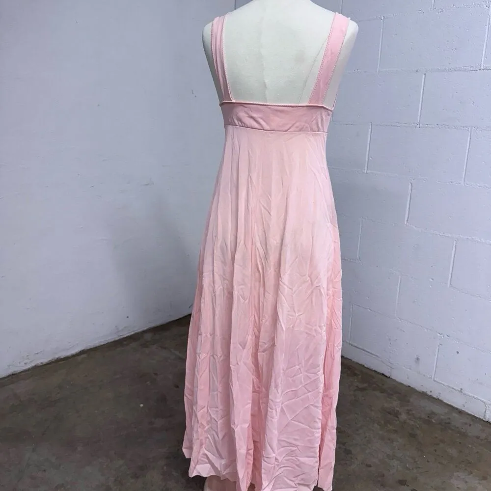 Vintage Coquette bedazzled pink sheer maxi plunge dress - Image 3