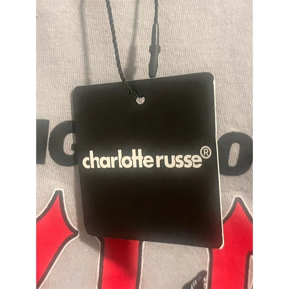 Charlotte Russe T Shirt Womens Size L Reckless Outlaw Tour Graphic Tee Gray NEW - Image 8