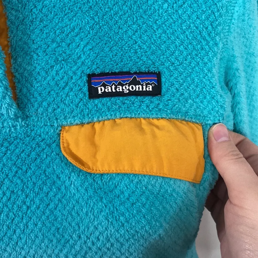 Patagonia Retool snap-T fleece pullover soft shell jacket turquoise orange sz XS - Image 8