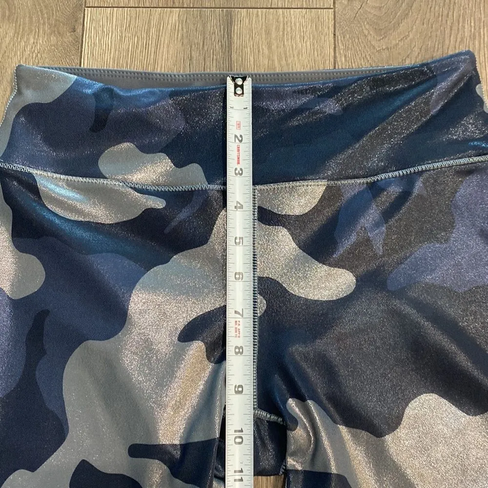 Noli Guerra Hi-Rise‎ Blue Metallic Camouflage Yoga Compression Leggings Medium - Image 9