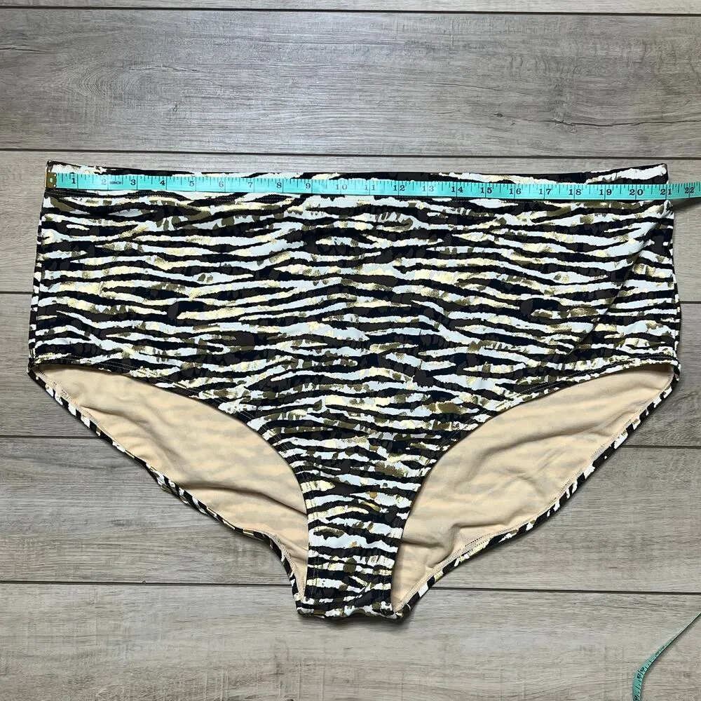 Swimsuits For All Swim Dress Handkerchief Hem Metallic Zebra Print Size 28 Tan - Image 15